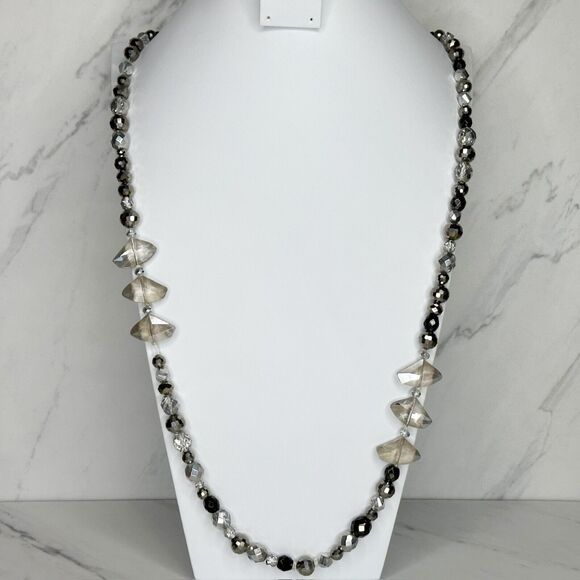 Chico's Metallic Beaded Long Statement Necklace ✨ - Picture 9 of 14